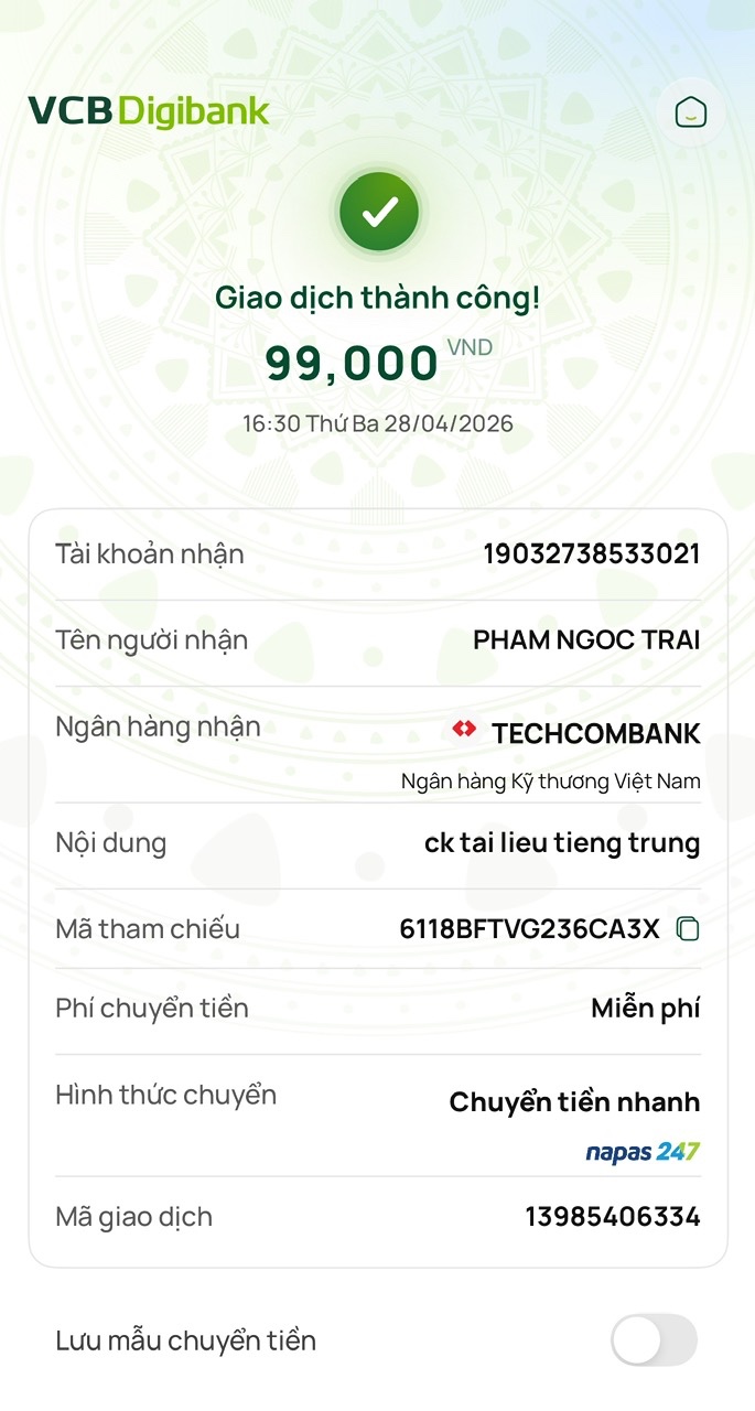 Giao dịch thành công